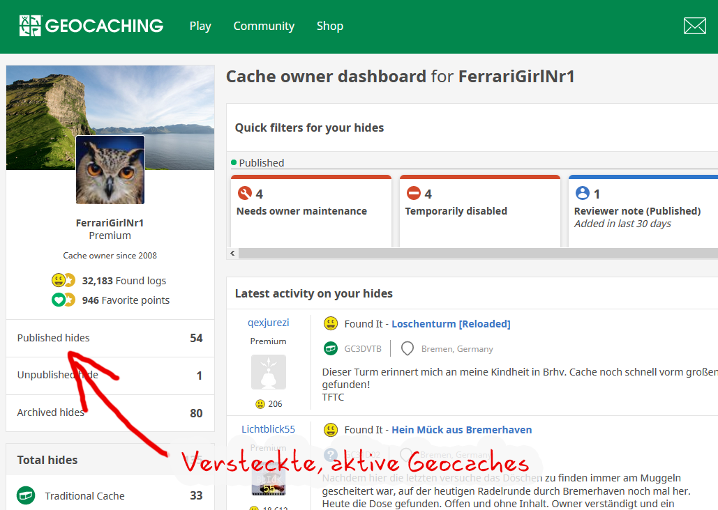 Cache Owner Dashboard