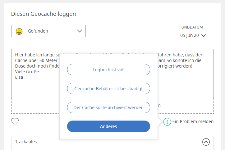 FerrariGirlNr1s Tipps für Anfänger: Was tun, wenn mit einem Cache etwas nicht stimmt?