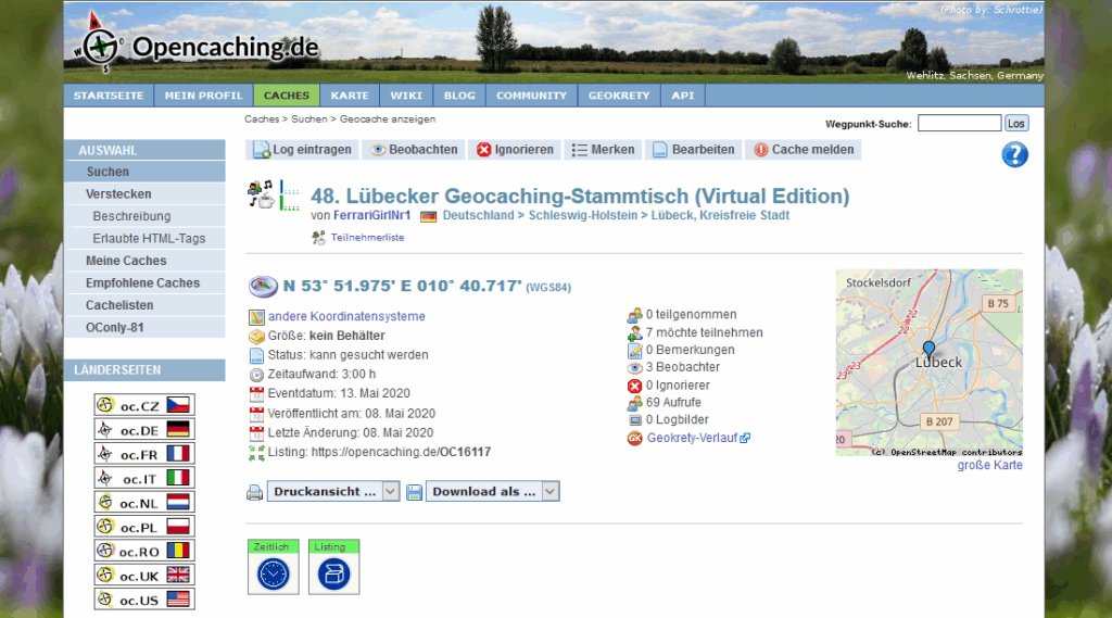 Der Lübecker Geocaching-Stammtisch wird digital
